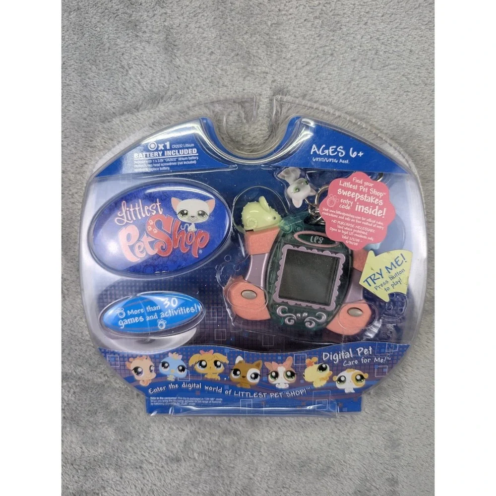 Littlest Pet Shop Digital Pet Keychain Kitten Cat 2007 LPS Toy Hasbro Tiger